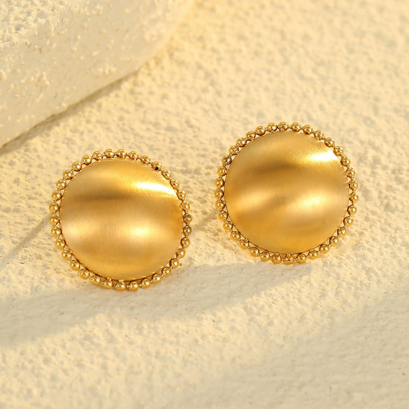 Wholesale Women's Stainless Steel 18K Electroplated Geometric Earrings Fashion Style Brushed Metal Finish