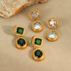 Wholesale Women's Stainless Steel 18K Electroplated Geometric Retro Earrings