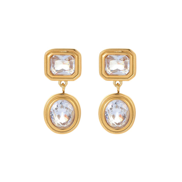 Wholesale Women's Stainless Steel 18K Electroplated Geometric Retro Earrings