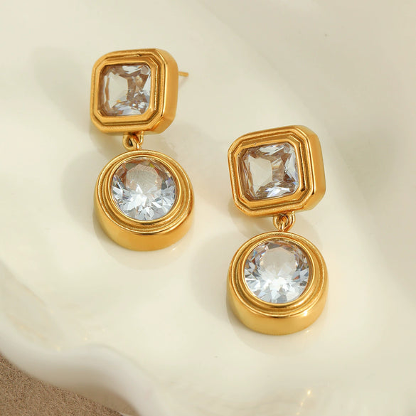 Wholesale Women's Stainless Steel 18K Electroplated Geometric Retro Earrings