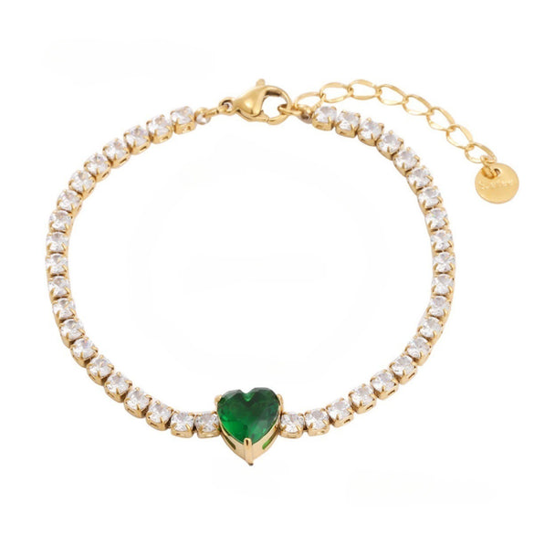 Wholesale Women's Stainless Steel 18K Electroplated Geometric Style Square Zirconium Adjustable Fashion Bracelet