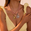 Wholesale Women's Stainless Steel 18K Electroplated Geometric Sun Pendant Necklace In Creamy Sweet Style