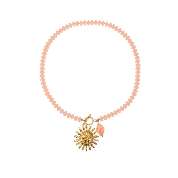 Wholesale Women's Stainless Steel 18K Electroplated Geometric Sun Pendant Necklace In Creamy Sweet Style