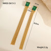 Wholesale Women's Stainless Steel 18K Electroplated Geometric Tassel Diamond Zircon Earrings Fashion Cold Style