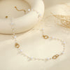 Wholesale Women's Stainless Steel 18K Electroplated Geometric Threelayer Glass Pearl Stacking Necklace
