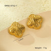 Wholesale Women's Stainless Steel 18K Electroplated Geometric Vintage Irregular Quadrilateral Hollow Texture Ear Stud Earrings