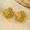 Wholesale Women's Stainless Steel 18K Electroplated Geometric Vintage Irregular Quadrilateral Hollow Texture Ear Stud Earrings