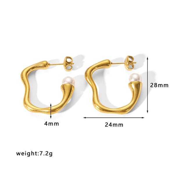 Wholesale Women's Stainless Steel 18K Electroplated Hollow Geometric U Shaped Light Luxury Fashionable Earrings