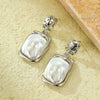 Wholesale Women's Stainless Steel 18K French Retro Baroque Pearl Geometric Pendant Earrings With Electroplating