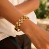 Wholesale Women's Stainless Steel 18K Gold Electroplated Flower Zircon Open Bracelet Highend Jewelry