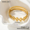 Wholesale Women's Stainless Steel 18K Gold Electroplated Flower Zircon Open Bracelet Highend Jewelry