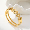 Wholesale Women's Stainless Steel 18K Gold Electroplated Flower Zircon Open Bracelet Highend Jewelry