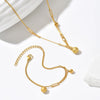 Wholesale Women's Stainless Steel 14K Gold Electroplated Frosted Ball Circle Pendant Necklace And Bracelet Set In Ins Geometric Style