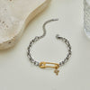Wholesale Women's Stainless Steel 18K Gold Electroplated Geometric Cross Bracelet With Pin Embellishments