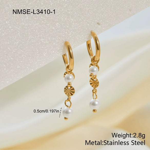 Wholesale Women's Stainless Steel 18K Gold Electroplated Geometric Heart Earrings