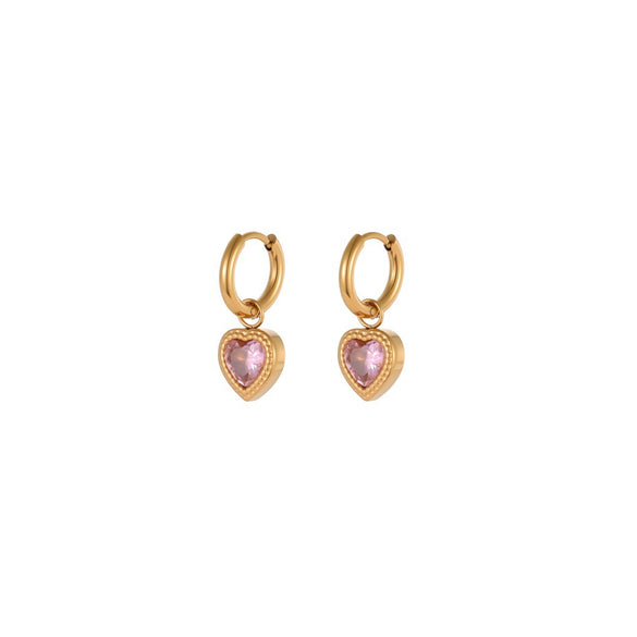 Wholesale Women's Stainless Steel 18K Gold Electroplated Geometric Heart Earrings