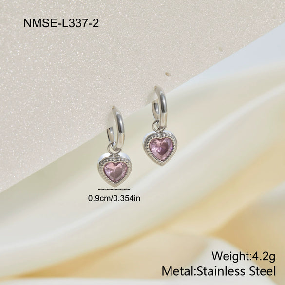 Wholesale Women's Stainless Steel 18K Gold Electroplated Geometric Heart Earrings