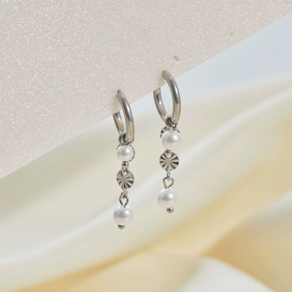 Wholesale Women's Stainless Steel 18K Gold Electroplated Geometric Heart Earrings