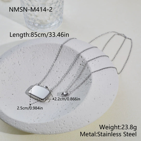 Wholesale Women's Stainless Steel 18K Gold Electroplated Geometric Hollow Necklace For Clavicle