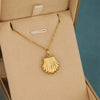 Wholesale Women's Stainless Steel 18K Gold Electroplated Geometric Scallop Fanshaped Collarbone Necklace