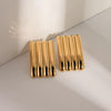 Wholesale Women's Stainless Steel 18K Gold Electroplated Geometric Striped Earrings Jewelry