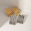 Wholesale Women's Stainless Steel 18K Gold Electroplated Geometric Striped Earrings Jewelry