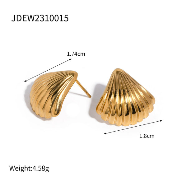 Wholesale Women's Stainless Steel 18K Gold Electroplated Geometric Striped Earrings Jewelry