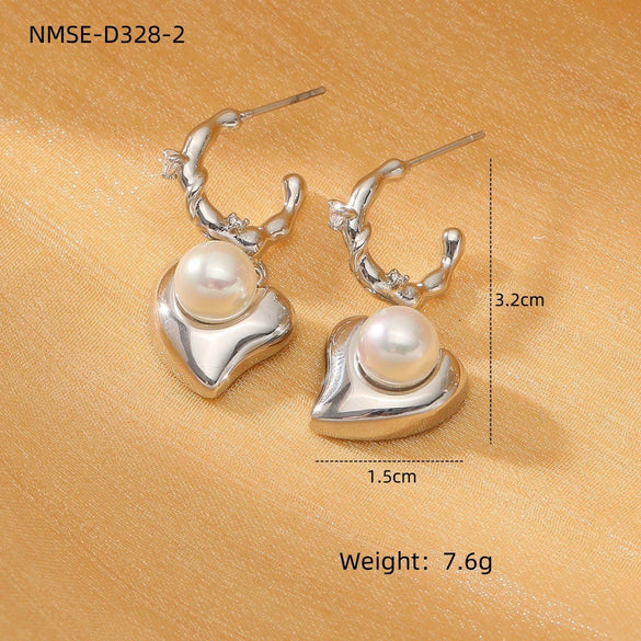 Wholesale Women's Stainless Steel 18K Gold Electroplated Geometric Stud Earrings In Retro Minimalist Style