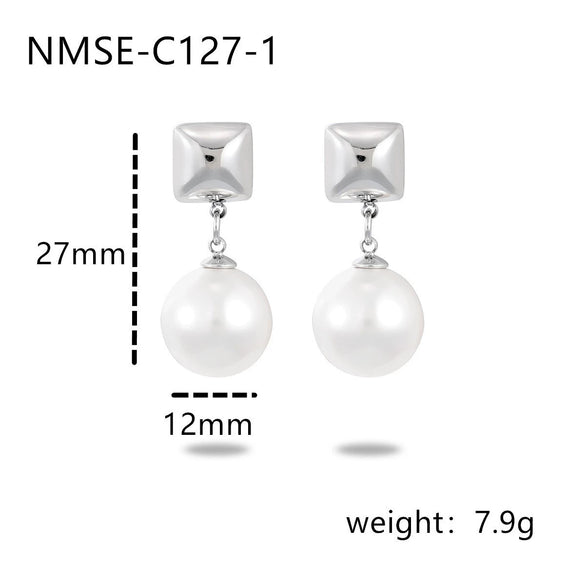 Wholesale Women's Stainless Steel 18K Gold Electroplated Geometric Stud Earrings In Retro Minimalist Style