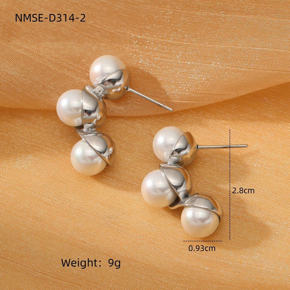 Wholesale Women's Stainless Steel 18K Gold Electroplated Geometric Stud Earrings In Retro Minimalist Style