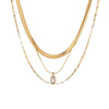 Wholesale Women's Stainless Steel 18K Gold Electroplated Geometric Threelayer Stacked Necklace Jewelry