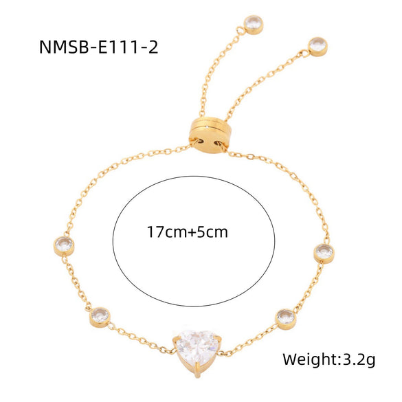 Wholesale Women's Stainless Steel 18K Gold Electroplated Heart Shape Bracelet Jewelry
