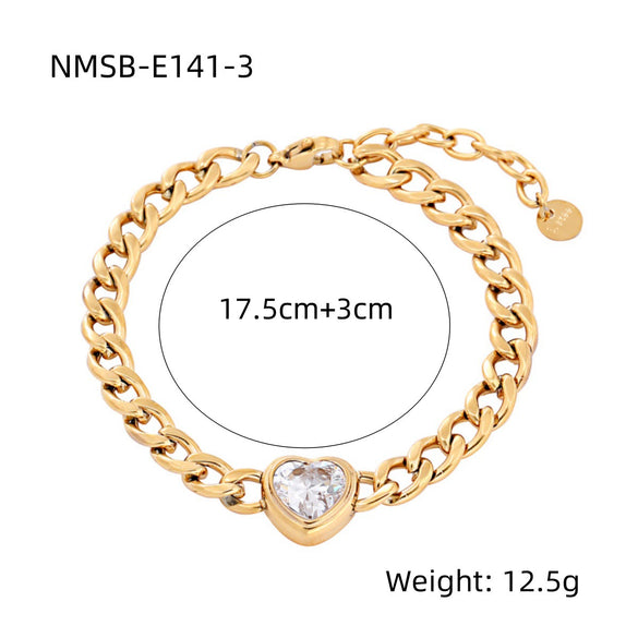 Wholesale Women's Stainless Steel 18K Gold Electroplated Heart Shape Bracelet Jewelry