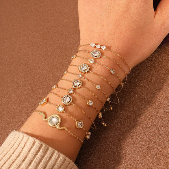 Wholesale Women's Stainless Steel 18K Gold Electroplated Heart Shape Bracelet Jewelry