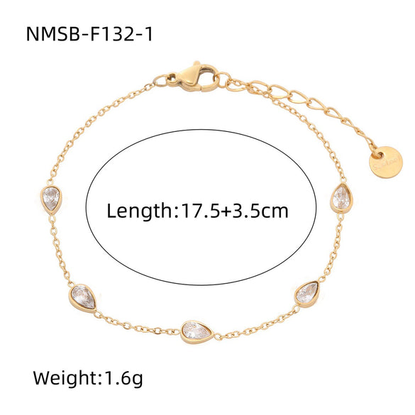 Wholesale Women's Stainless Steel 18K Gold Electroplated Heart Shape Bracelet Jewelry