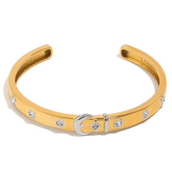 Wholesale Women's Stainless Steel 18K Gold Electroplated Star And Moon Geometric Bracelet
