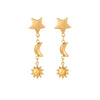 Wholesale Women's Stainless Steel 18K Gold Electroplated Star And Moon Pattern Earrings