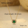 Wholesale Women's Stainless Steel 18K Gold Geometric Green Zircon Electroplated Necklace