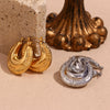 Wholesale Women's Stainless Steel 18K Gold Plated Asymmetrical Geometric Convex Hollow Fashion Earrings