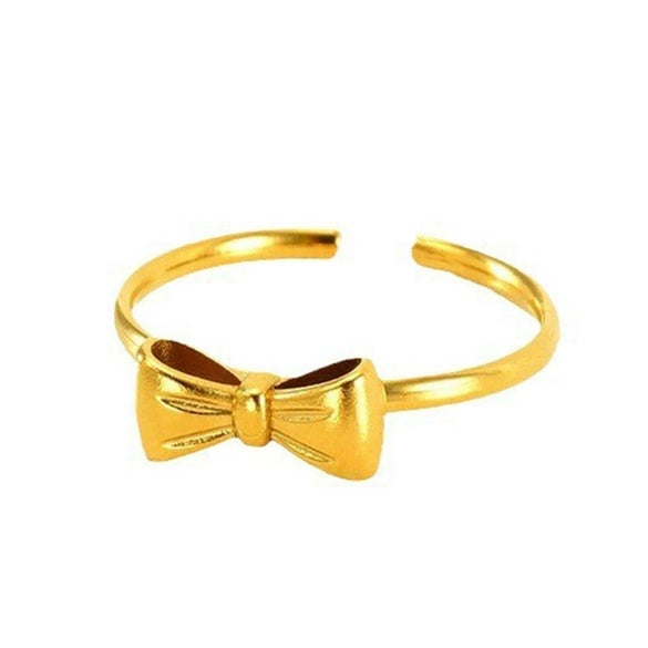 Wholesale Women's 316L Stainless Steel 18K Gold Plated Bow Design Ring