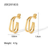Wholesale Women's Stainless Steel 18K Gold Plated Double Layer Geometric Hoop Earrings With Electroplating