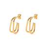 Wholesale Women's Stainless Steel 18K Gold Plated Double Layer Geometric Hoop Earrings With Electroplating