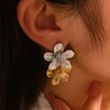 Wholesale Women's Stainless Steel 18K Gold Plated Flower Design Earrings With Advanced Design Sense And Retro Style