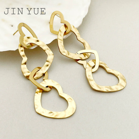 Wholesale Women's Stainless Steel 14K Gold Plated French Retro Tassel Earrings With Stitching