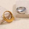 Wholesale Women's 316L Stainless Steel 18K Gold Plated Geometric Asymmetric Fashion Ring Jewelry