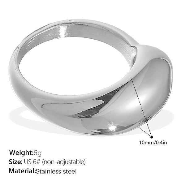 Wholesale Women's 316L Stainless Steel 18K Gold Plated Geometric Asymmetric Fashion Ring Jewelry