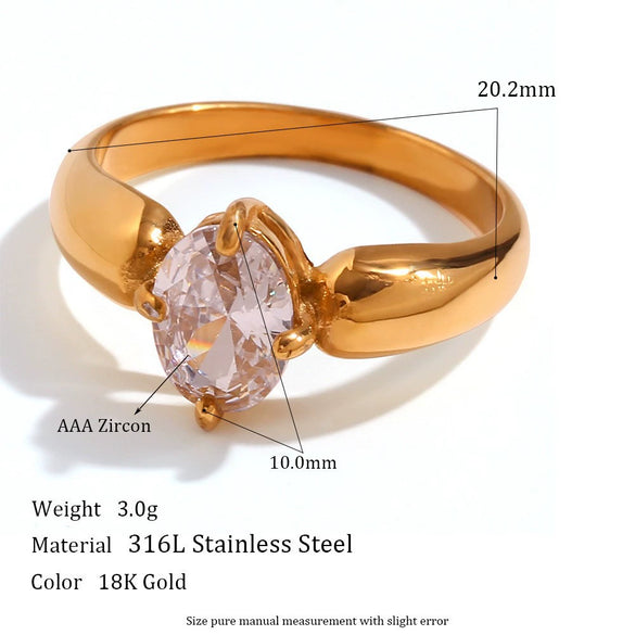 Wholesale Women's Stainless Steel 18K Gold Plated Geometric Curve Ring Electroplated Fashion Style