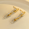 Wholesale Women's Stainless Steel 18K Gold Plated Geometric Earrings Fashionable Cold Style