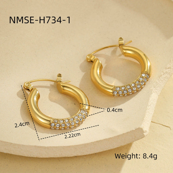 Wholesale Women's Stainless Steel 18K Gold Plated Geometric Fashion Niche Light Luxury Earrings