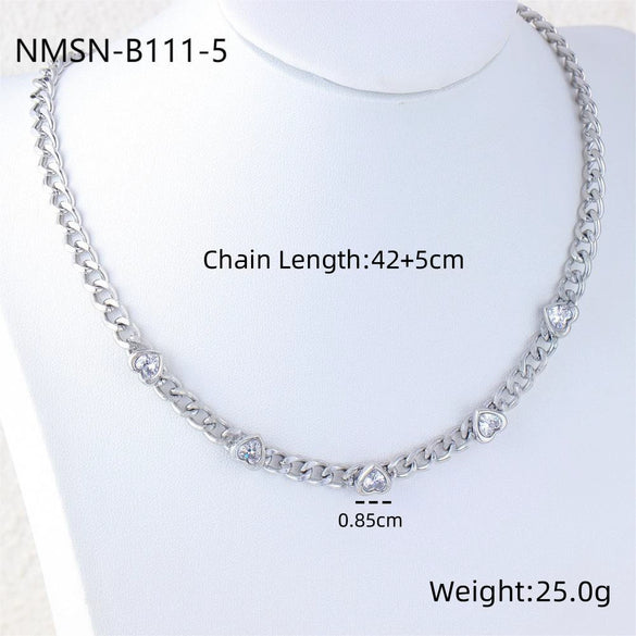 Wholesale Women's Stainless Steel 18K Gold Plated Geometric Heart Pendant Necklace